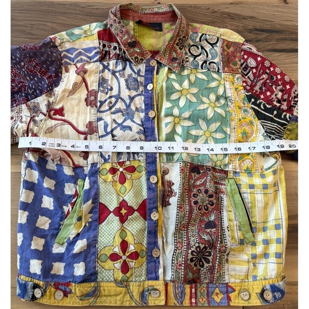 Sacred Threads Patchwork Jacket Boho Quilted Cotton Festival Hippie Coat M - Picture 3 of 6